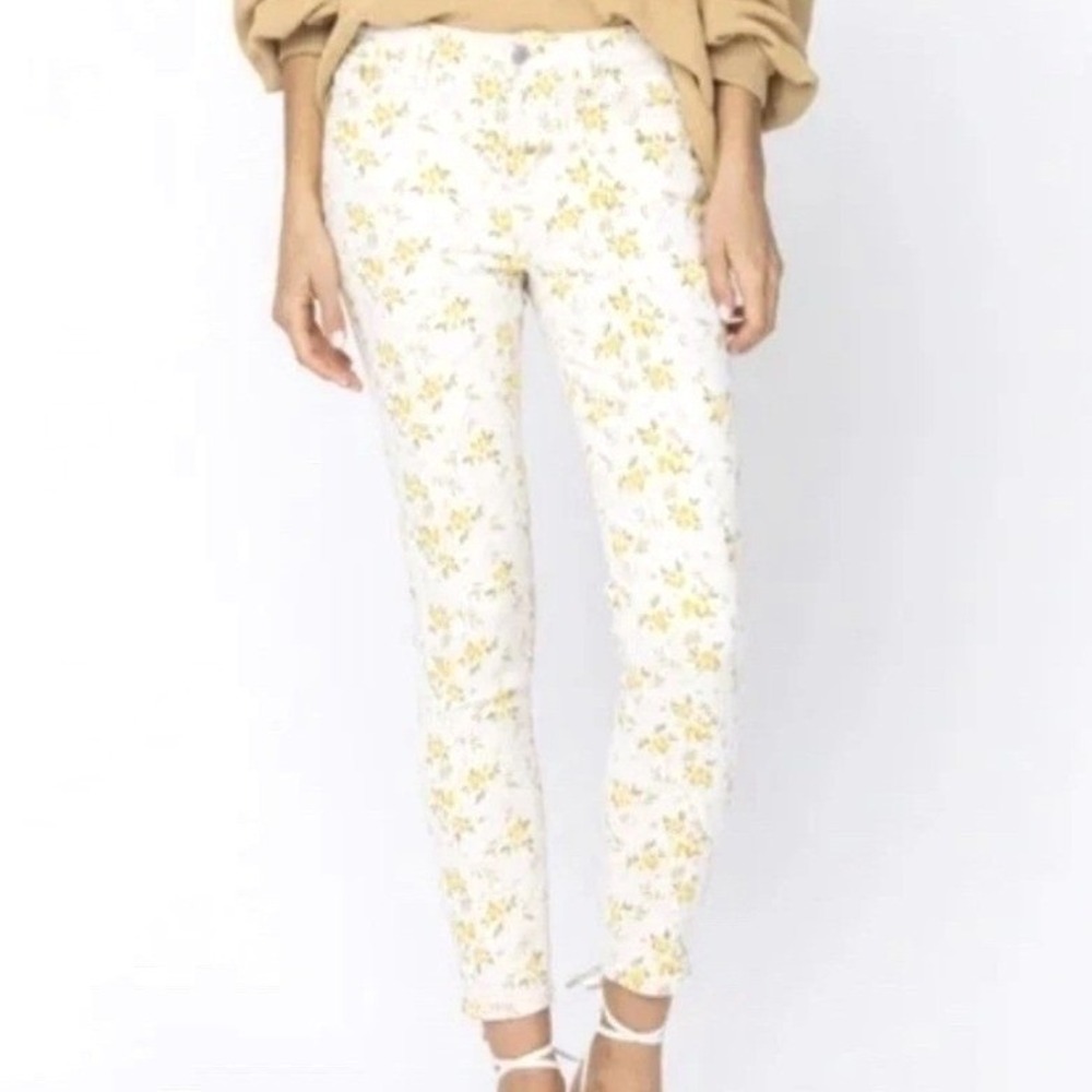 NEW Judy Blue Floral Jeans Womens 15/32 Cream Spring Ditsy Flower Cottagecore